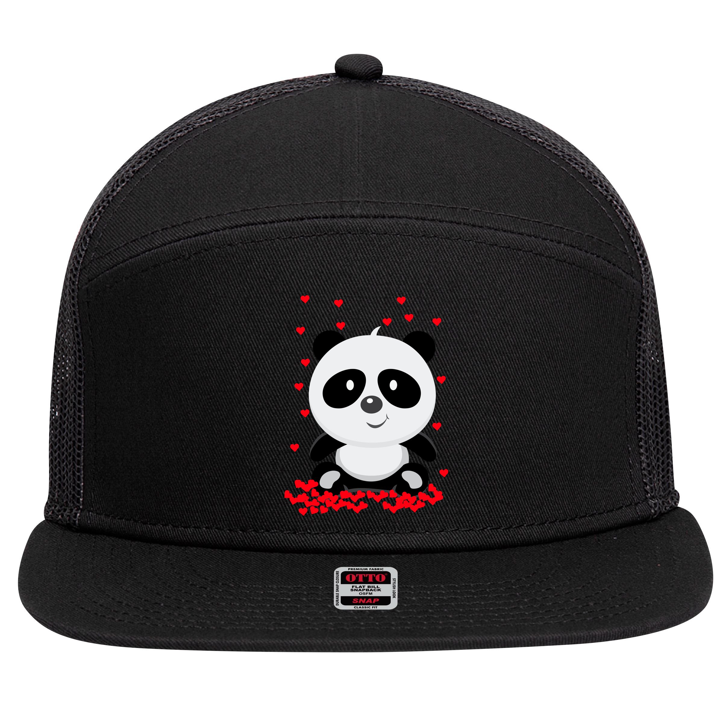 Panda Love 7 Panel Mesh Trucker Snapback Hat