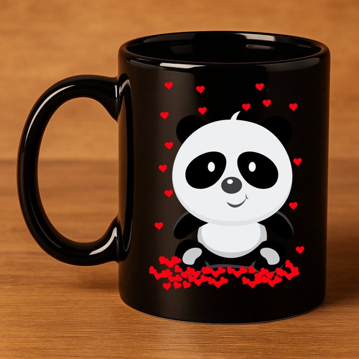 Panda Love 11oz C Handle Ceramic Mug