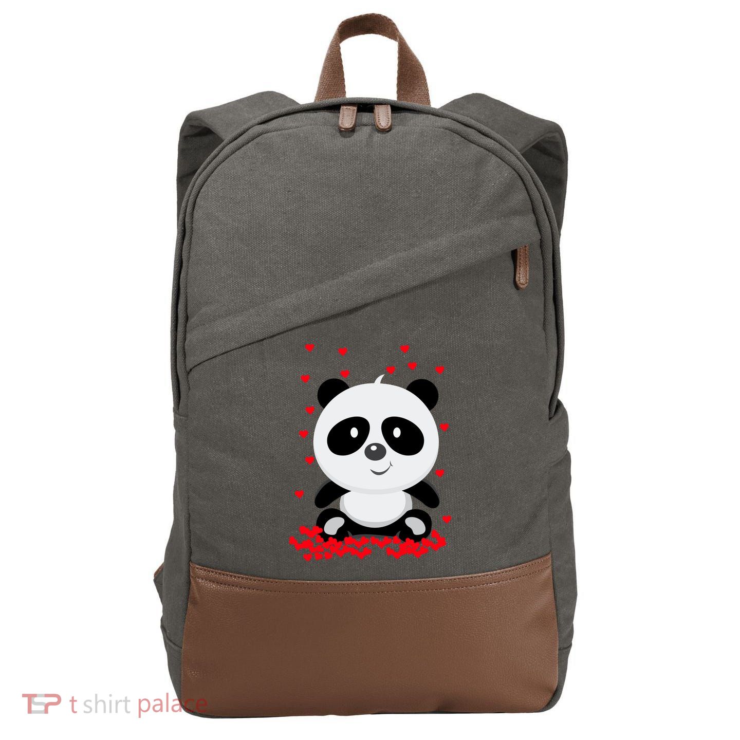 Panda Love Cotton Canvas Backpack