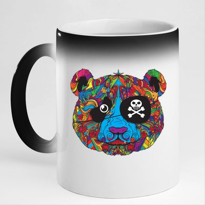 Panda Pirate Abstract 11oz Black Color Changing Mug