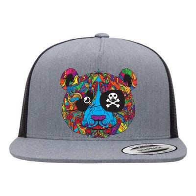 Panda Pirate Abstract Flat Bill Trucker Hat