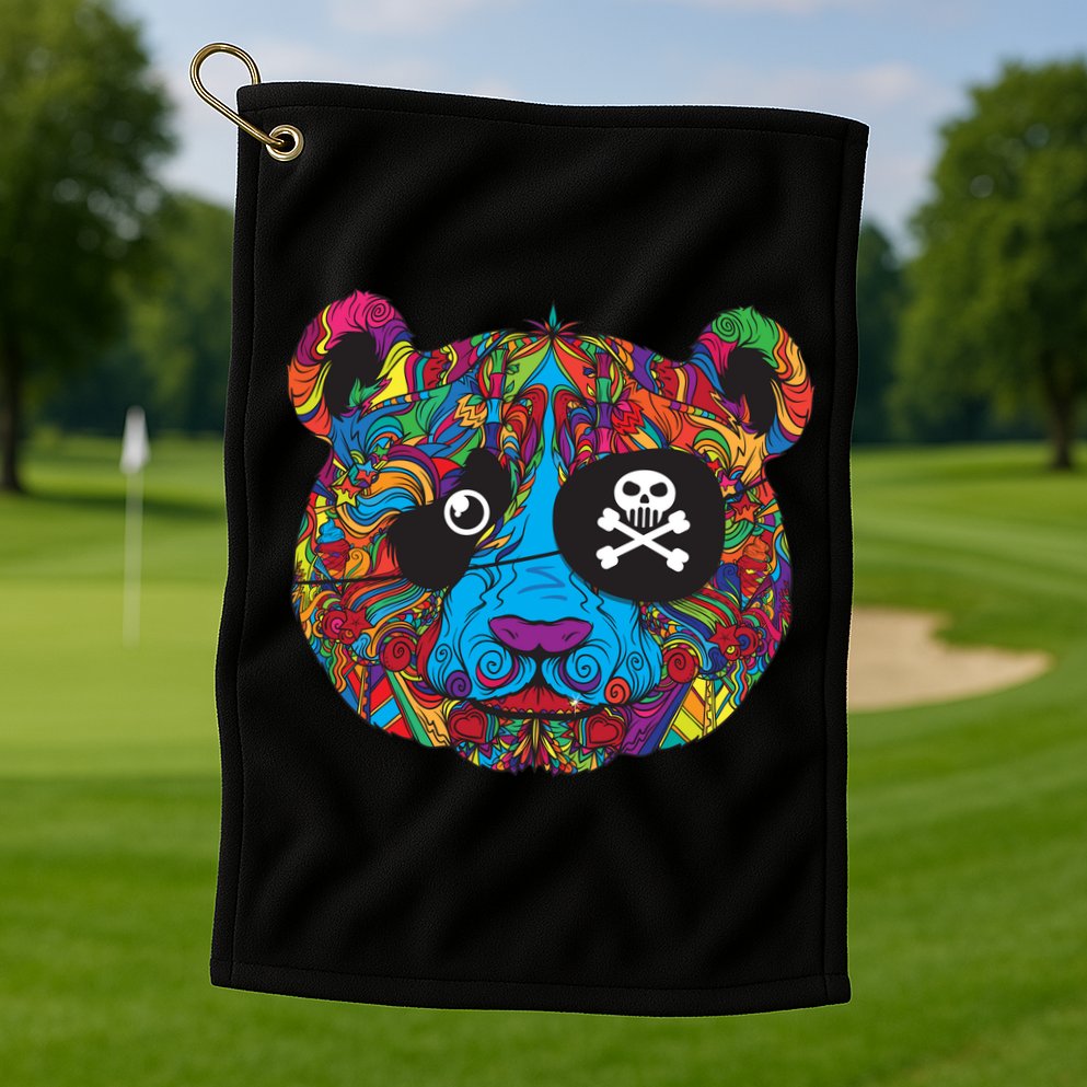 Panda Pirate Abstract Golf Towel