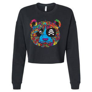 Panda Pirate Abstract Cropped Pullover Crew