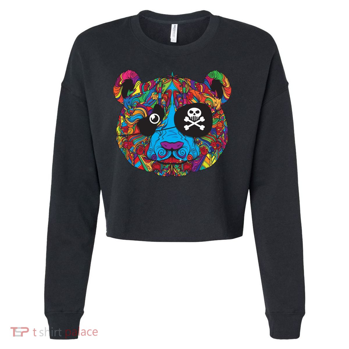Panda Pirate Abstract Cropped Pullover Crew