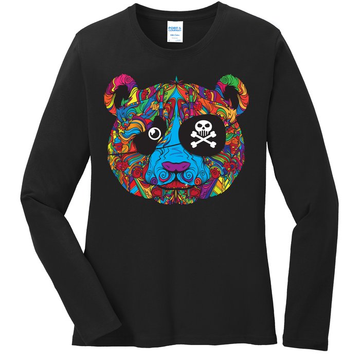 Panda Pirate Abstract Ladies Long Sleeve Shirt