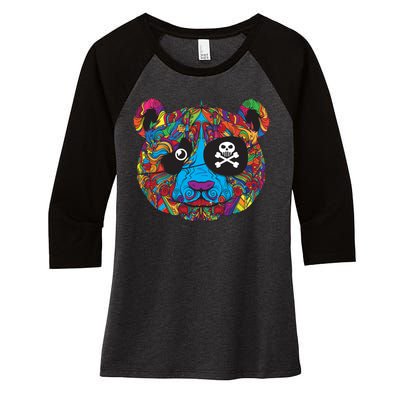 Panda Pirate Abstract Women's Tri-Blend 3/4-Sleeve Raglan Shirt