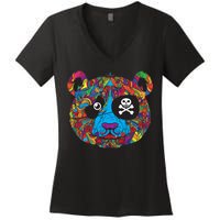 Panda Pirate Abstract Women's V-Neck T-Shirt