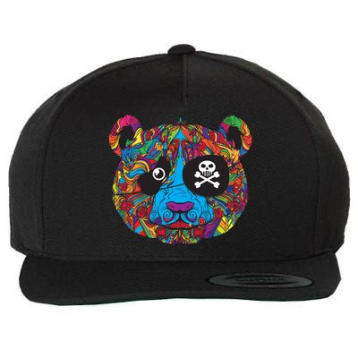 Panda Pirate Abstract Wool Snapback Cap