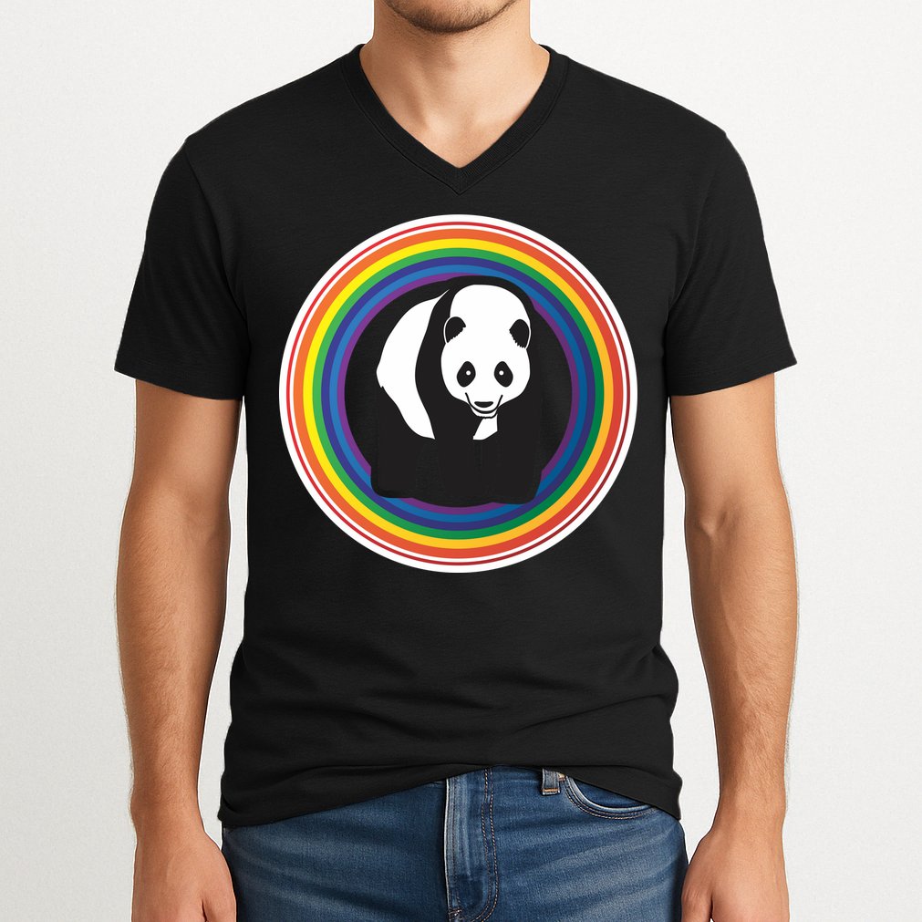 Panda Rainbow V-Neck T-Shirt