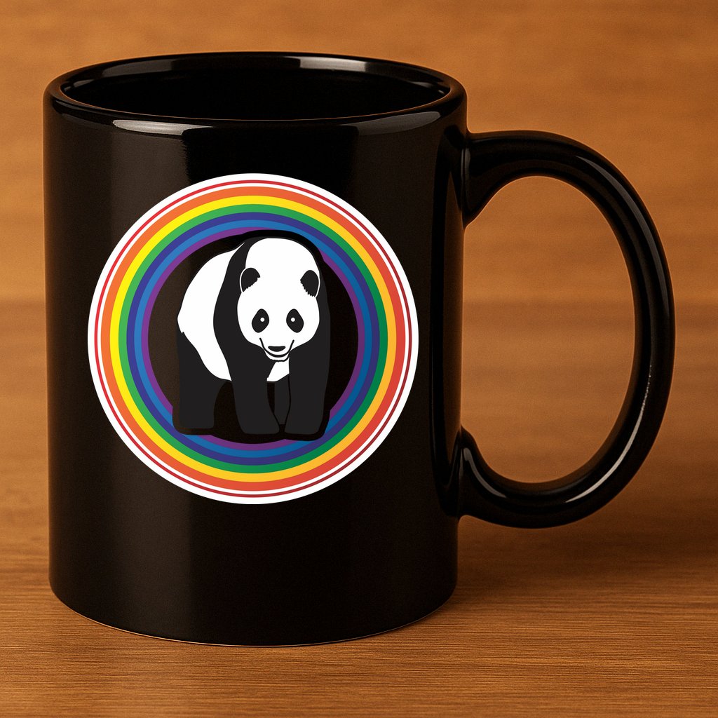 Panda Rainbow 11oz C Handle Ceramic Mug