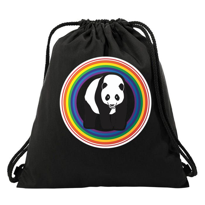 Panda Rainbow Drawstring Bag