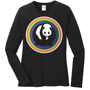 Panda Rainbow Ladies Long Sleeve Shirt