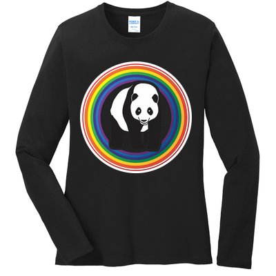 Panda Rainbow Ladies Long Sleeve Shirt