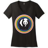 Panda Rainbow Women's V-Neck T-Shirt