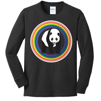 Panda Rainbow Kids Long Sleeve Shirt