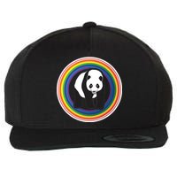 Panda Rainbow Wool Snapback Cap