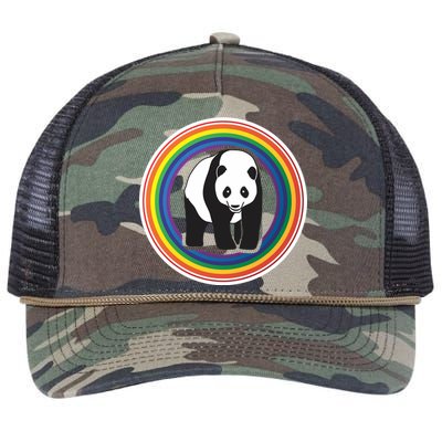 Panda Rainbow Retro Rope Trucker Hat Cap