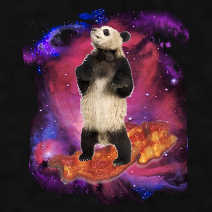 Panda Surfing Bacon In Space Ladies PosiCharge Tri-Blend Wicking Tank