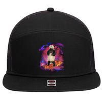 Panda Surfing Bacon In Space 7 Panel Mesh Trucker Snapback Hat