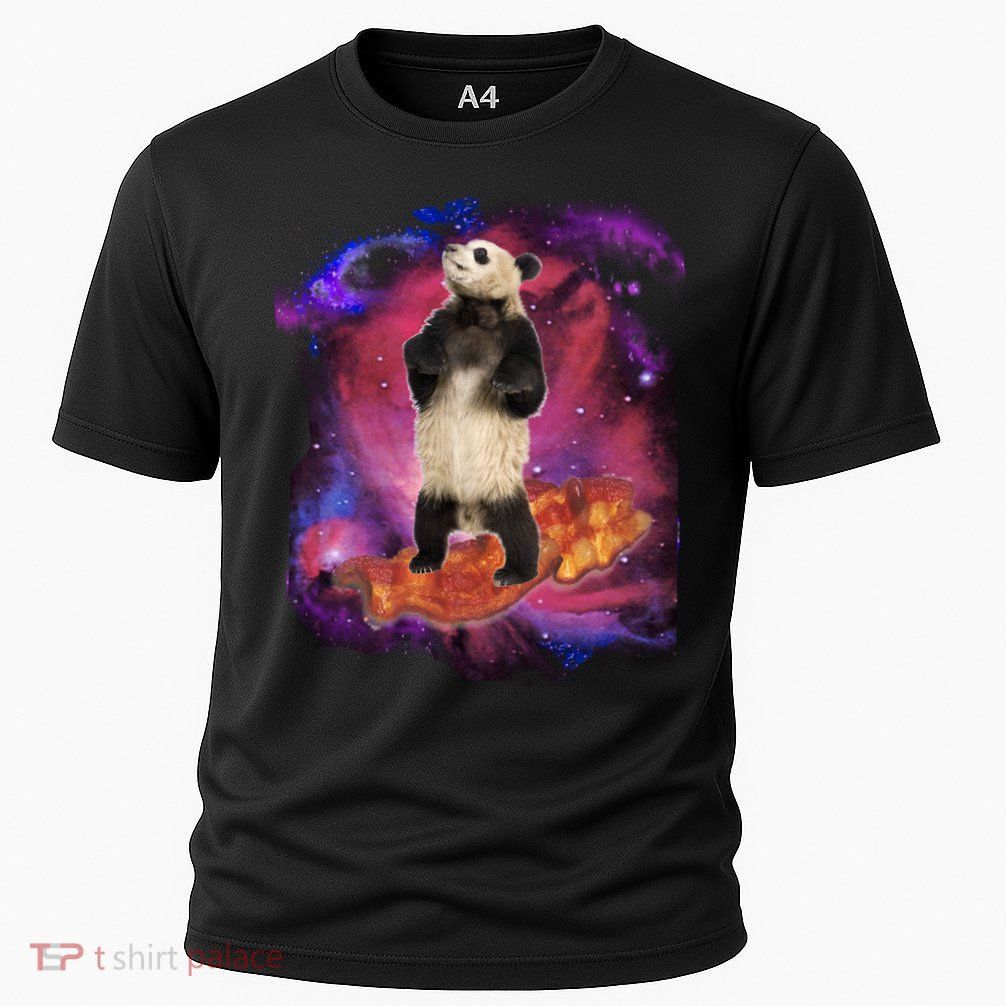 Panda Surfing Bacon In Space Performance Shirt