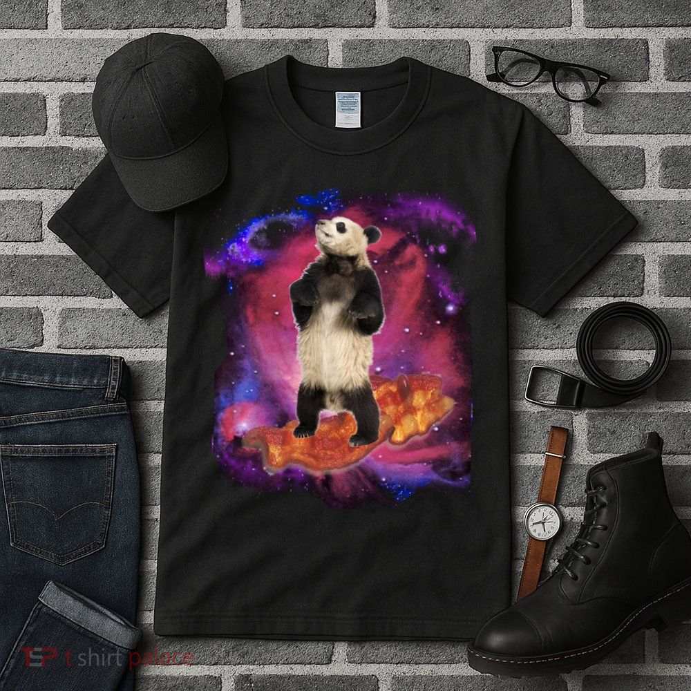 Panda Surfing Bacon In Space Tall T-Shirt