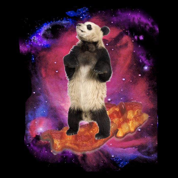 Panda Surfing Bacon In Space 7-Panel Snapback Hat