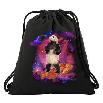 Panda Surfing Bacon In Space Drawstring Bag