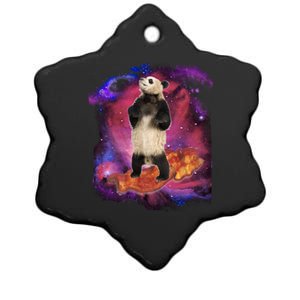 Panda Surfing Bacon In Space Ceramic Star Ornament