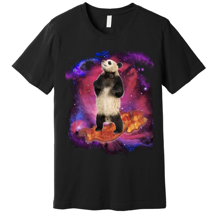 Panda Surfing Bacon In Space Premium T-Shirt