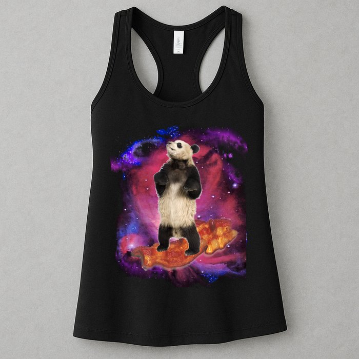 Panda Surfing Bacon In Space Womens Tank Top