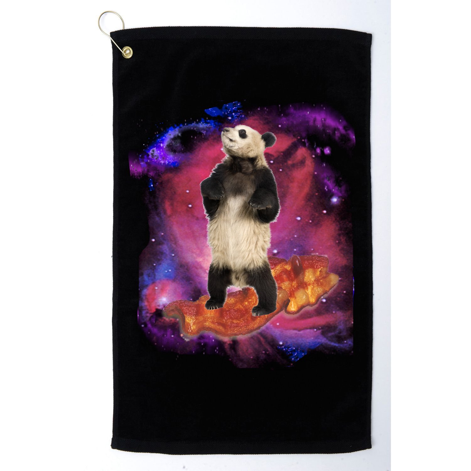 Panda Surfing Bacon In Space Golf Towel