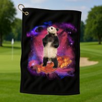 Panda Surfing Bacon In Space Golf Towel
