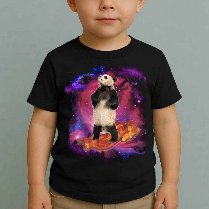 Panda Surfing Bacon In Space Toddler T-Shirt