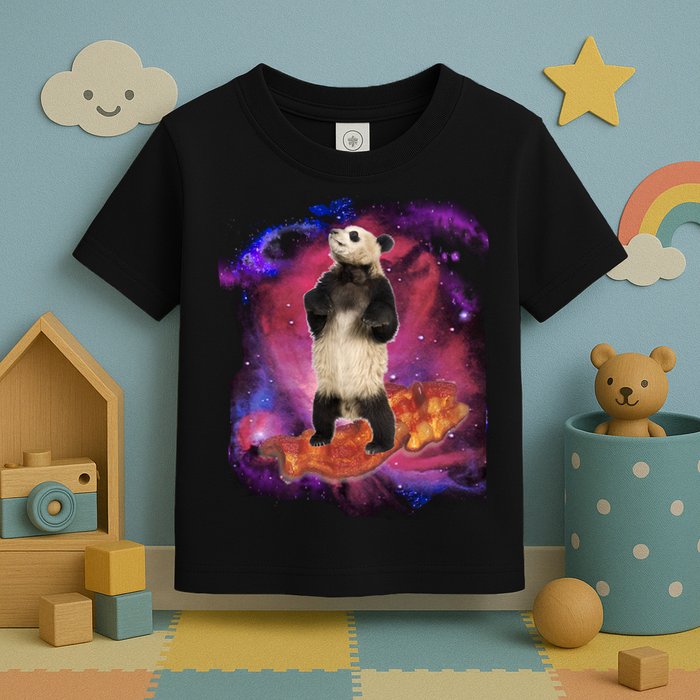 Panda Surfing Bacon In Space Toddler T-Shirt