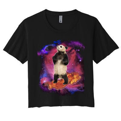Panda Surfing Bacon In Space Crop Top