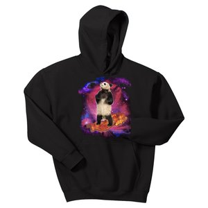 Panda Surfing Bacon In Space Kids Hoodie