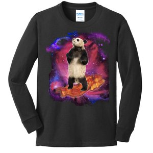 Panda Surfing Bacon In Space Kids Long Sleeve Shirt