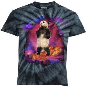 Panda Surfing Bacon In Space Kids Tie-Dye T-Shirt