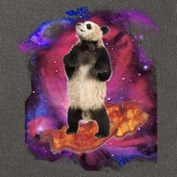 Panda Surfing Bacon In Space Cotton Canvas Backpack
