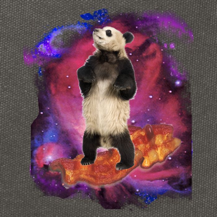 Panda Surfing Bacon In Space Cotton Canvas Backpack
