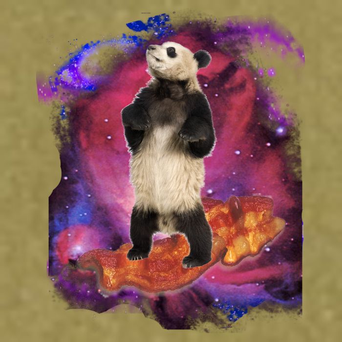 Panda Surfing Bacon In Space Garment-Dyed Women's Muscle Tee