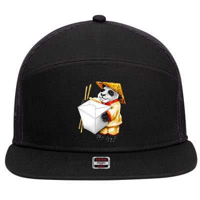 Panda Takeout 7 Panel Mesh Trucker Snapback Hat