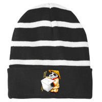 Panda Takeout Striped Beanie with Solid Band