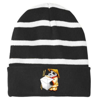 Panda Takeout Striped Beanie with Solid Band