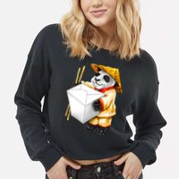 Panda Takeout Cropped Pullover Crew