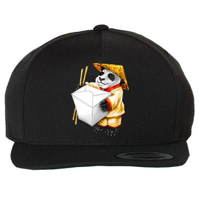 Panda Takeout Wool Snapback Cap