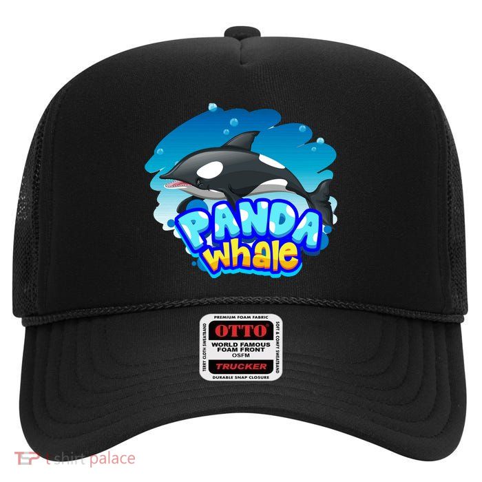 Panda Whale High Crown Mesh Back Trucker Hat