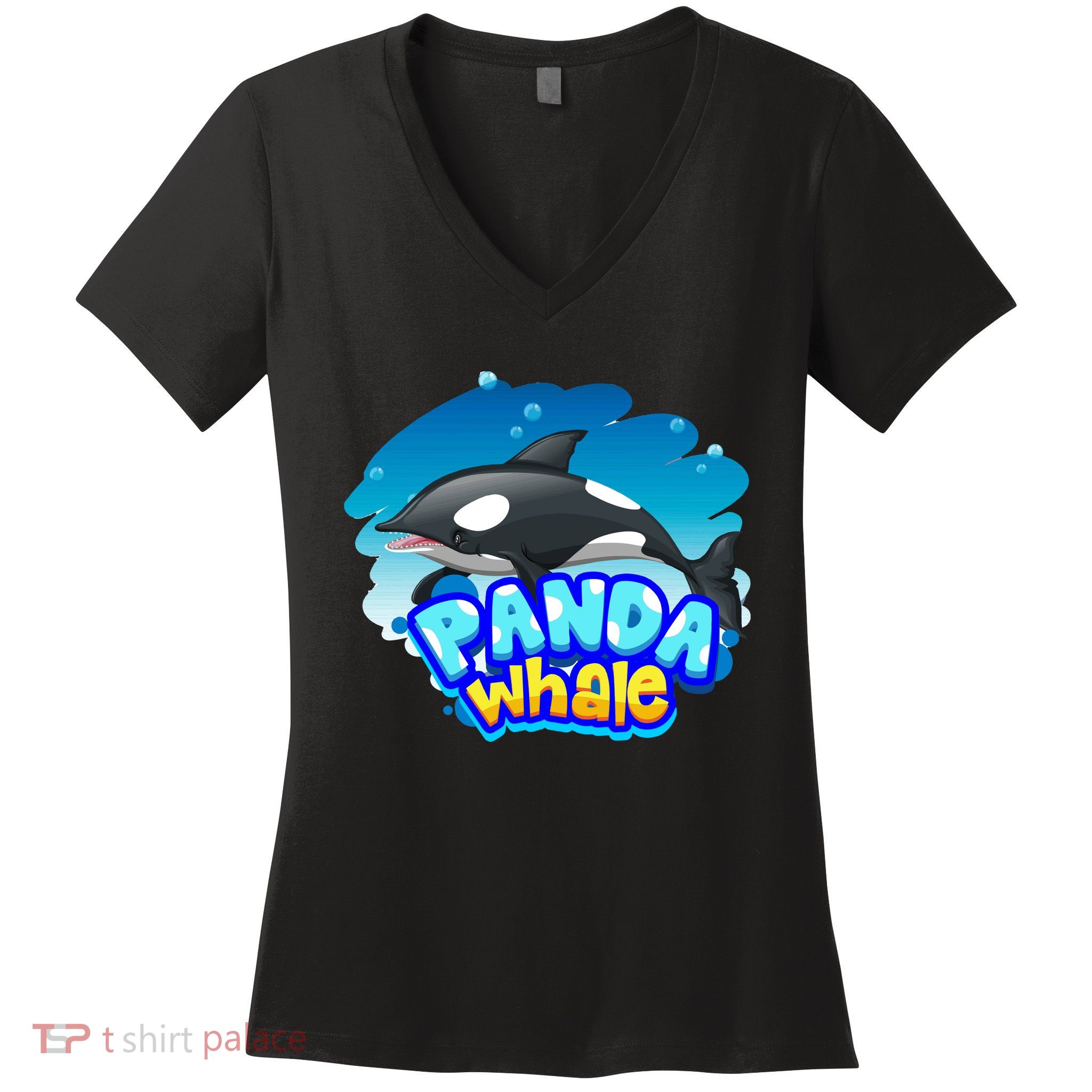 Panda Whale Women's V-Neck T-Shirt