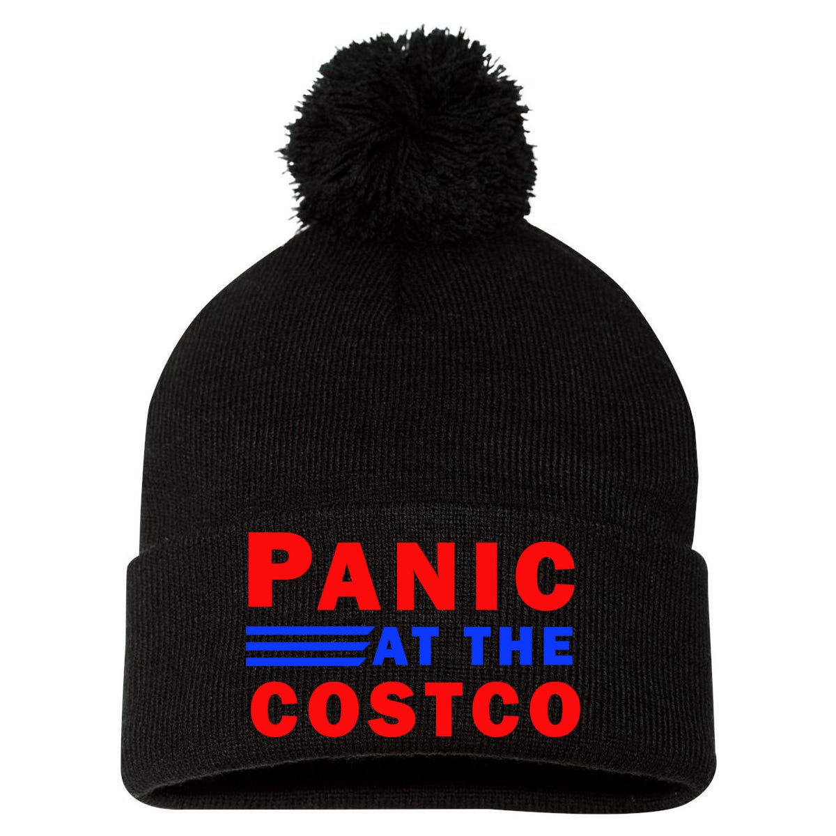 Panic At The Costco Pom Pom 12in Knit Beanie