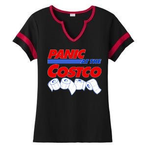 Panic At The Costco Toilet Paper Virus Pandemic Ladies Halftime Notch Neck Tee